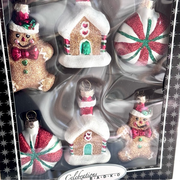 NIB! Christopher Radko Handcrafted Gingerbread Glass Ornaments - Picture 2 of 4